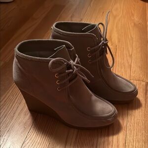 Women's Taupe Wedge Ankle Boots